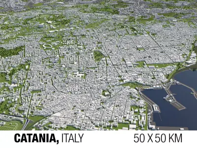 Catania Italy 50x50km City Map 3D Model 3D model