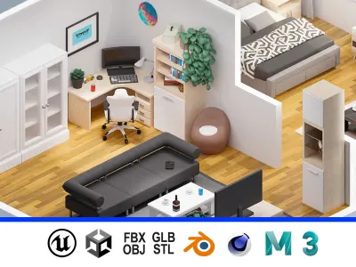 Room 46 Low-poly 3D model