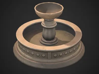 Stylized fountain Low-poly 3D model