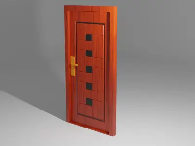 wooden door Low-poly 3D model get