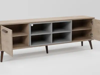 ALLOA TV Stand Light Wood with Grey 3D model