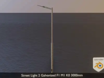 Street Light 2 Galvanized F1 M1 K0 3000mm Low-poly 3D model
