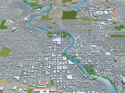 South Bend Indiana USA 25km Low-poly 3D model
