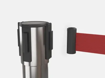 Stanchion with Red Retractable Belt 3D model