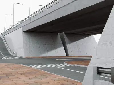 Highway Interchange 3D model Low-poly 3D model