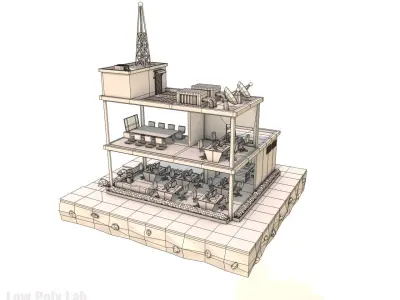 Cartoon City Office Low-poly 3D model