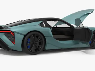  Lexus Sport Concept Car Vehicle Turquoise Rigged for Cinema 4D 