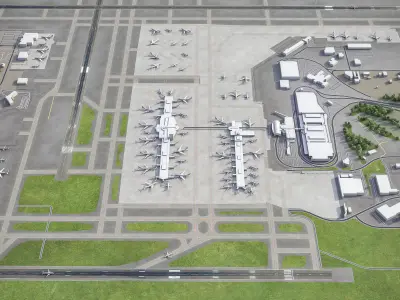 Cincinnati - Northern Kentucky - CVG Low-poly 3D model