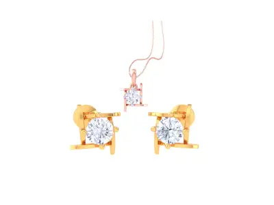 Solitaire Super Light Weight Earring Pendant Set 3D print model