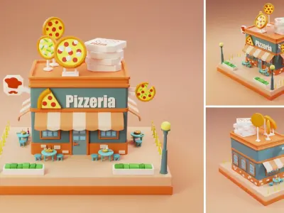 Cartoon Stores Eateries Islands Exteriors Low-poly 3D model