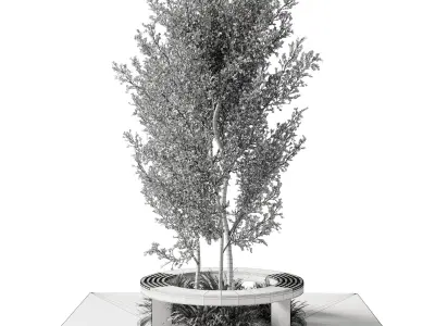  - Urban Furniture - Green Benches With plants 54 3D model