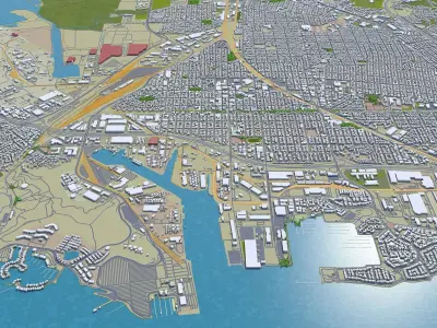 Richmond California USA 25km Low-poly 3D model