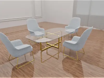  Glass Table Sofa Floor 3d model 3D model