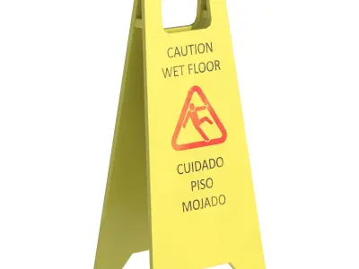 Wet Floor Sign Low-poly 3D model
