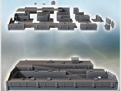 Large port dry dock for ships with brick and stone walls multipl 3D print model