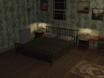 PSX style furniture and modular pack Low-poly 3D model