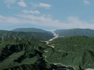 Grassy Hills Mountains Landscape - South America 3D model