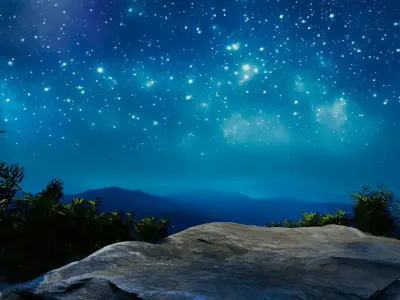 Mountain Top Stargazing Environment in Starry Night  3D model