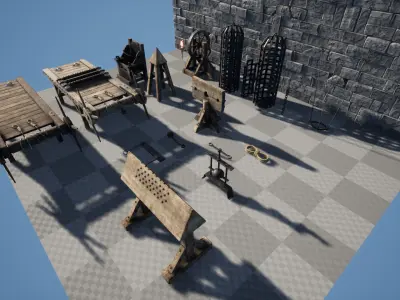 Torture Device  15 Dungeon Props Low-poly 3D model