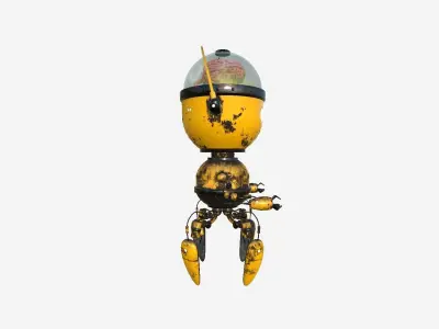 Brain Robot G05 Yellow - SciFi Character Design Low-poly 3D model