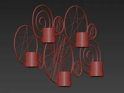 Pleasture metal wall sconce with candles 3D model