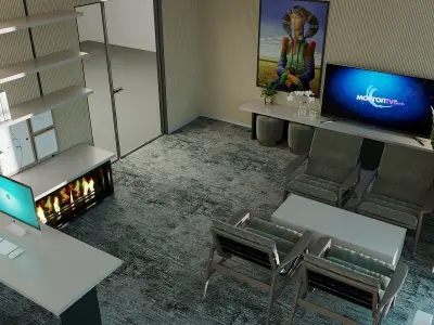 Minimalist CEO Office Room 3D Model Interior Scene 3D model