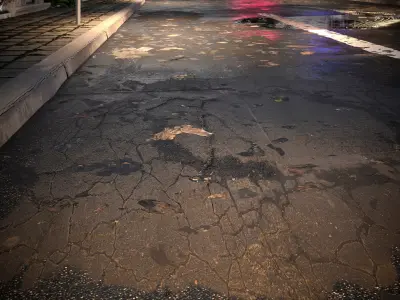 Wet Cracked Asphalt Road   Realistic 8K PBR Ground 3D model