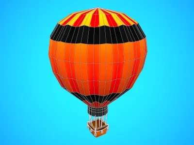 HOT AIR BALLOON CARTOON STYLIZED 06 Low-poly 3D model