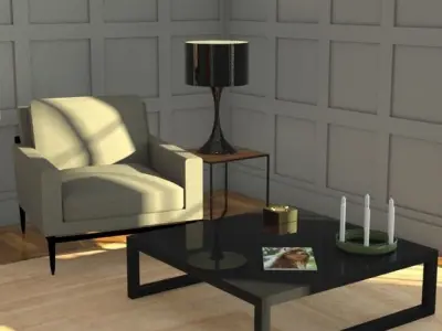 Black lacquer Paloma table lamp h69 cm Low-poly 3D model