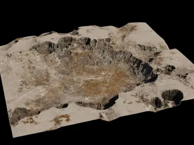Crater 3D model rock formation in desert Low-poly 3D model