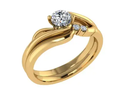Ring155 engagement ring set gold 3D print model