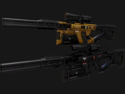 Sci-Fi Automatic Gun Low-poly 3D model