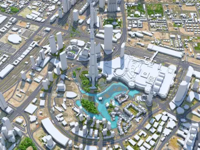 Dubai Business Bay UAE Low-poly 3D model