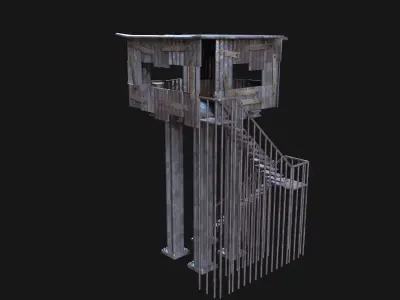 POST APO WATCHTOWER IMPROVISED SURVIVAL PLATFORM FORT SHELTER Low-poly 3D model