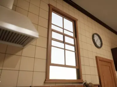 Wooden Window Low-poly 3D model