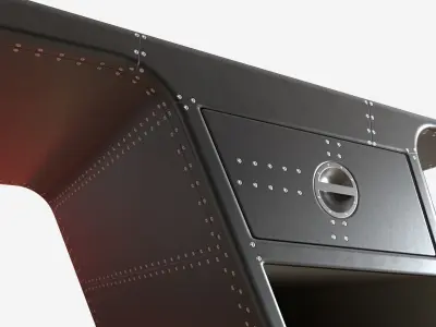 Metal Desk with Drawer 02 3D model