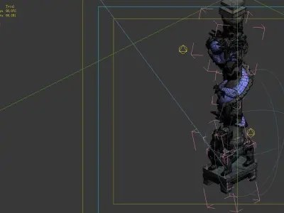 Game Model - Tombstone Dragon Shaped Pillar 01 3D model