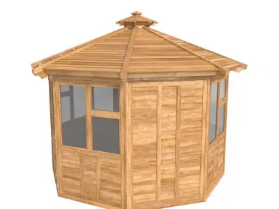 Octagonal Sunroom Gazebo Forever Redwood  3D model
