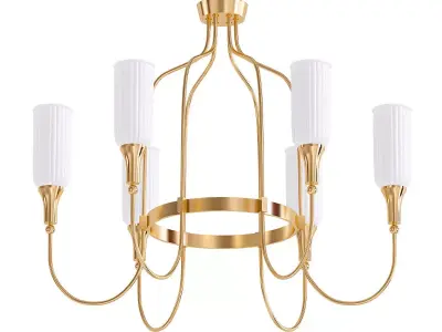 Cloyd brass chandelier with shades 3D model