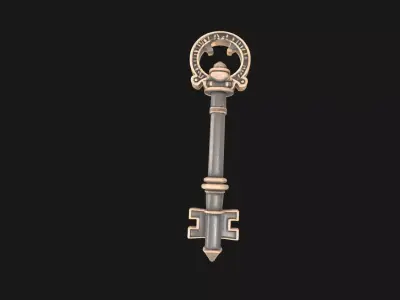 antique 1950s key design Low-poly 3D model