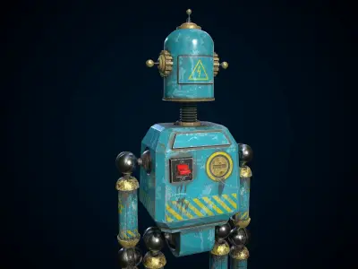 Retro Robot Low-poly 3D model