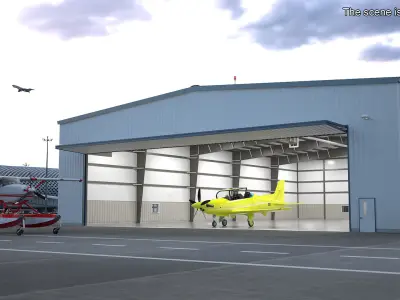  Aircraft Hangar with Airplane 