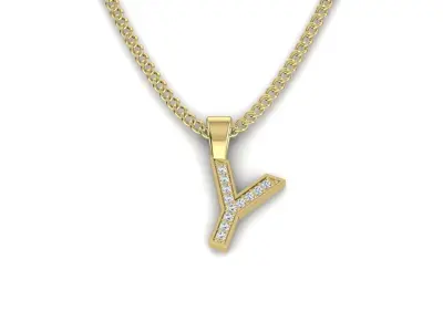 Pendant Y letter with diamonds 3D print model