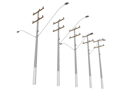 Concrete Lamp Post - Light Pole - Street Light - Group 11 3D model