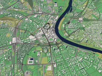 Dresden Germany 25x25km 3D City Map 3D model