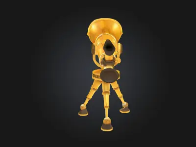Golden Telescope Icon 3D model