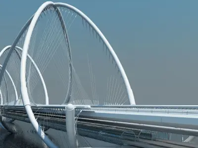 Futuristic Suspension Bridge 1 3D model