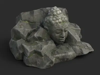 Rock Buddha 1009 - Grey Jagged Stone Low-poly 3D model