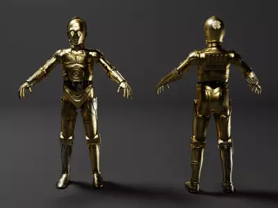 C-3PO Model -Rigged and Textured Low-poly 3D model