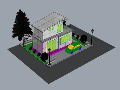 Detached house country house 3D modeling source 3D print model